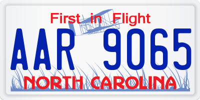 NC license plate AAR9065