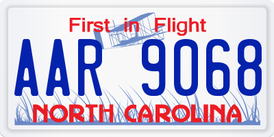 NC license plate AAR9068