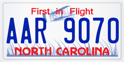 NC license plate AAR9070