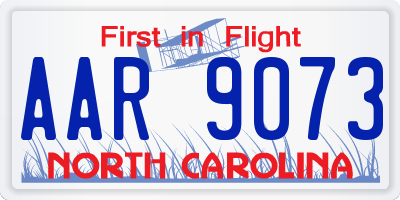 NC license plate AAR9073