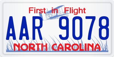 NC license plate AAR9078