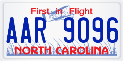 NC license plate AAR9096