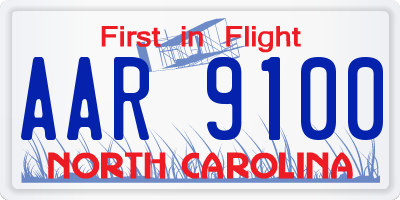 NC license plate AAR9100