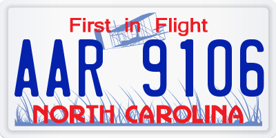 NC license plate AAR9106
