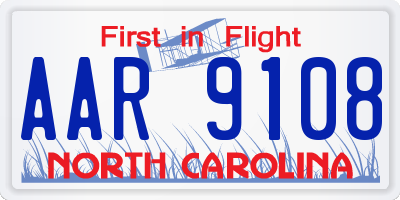 NC license plate AAR9108