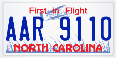 NC license plate AAR9110