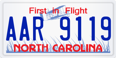 NC license plate AAR9119