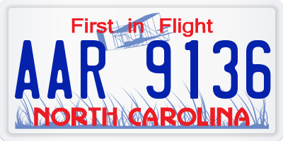 NC license plate AAR9136