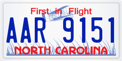 NC license plate AAR9151