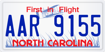 NC license plate AAR9155