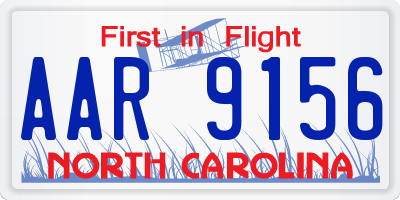 NC license plate AAR9156