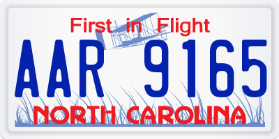 NC license plate AAR9165