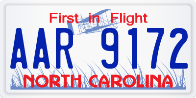 NC license plate AAR9172