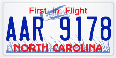 NC license plate AAR9178