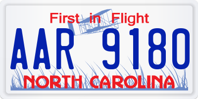 NC license plate AAR9180
