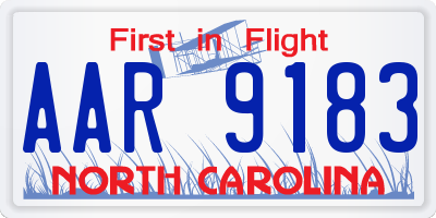 NC license plate AAR9183