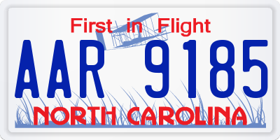 NC license plate AAR9185