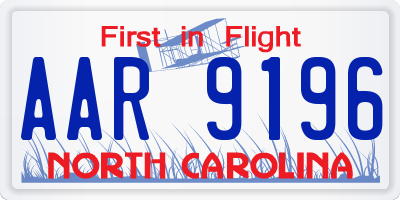NC license plate AAR9196