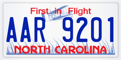 NC license plate AAR9201