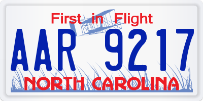 NC license plate AAR9217