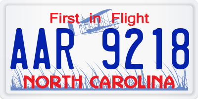 NC license plate AAR9218