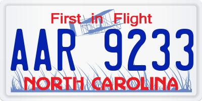NC license plate AAR9233