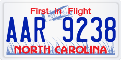 NC license plate AAR9238