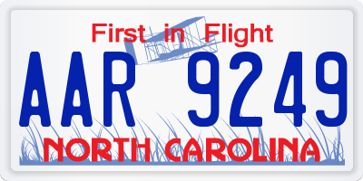NC license plate AAR9249