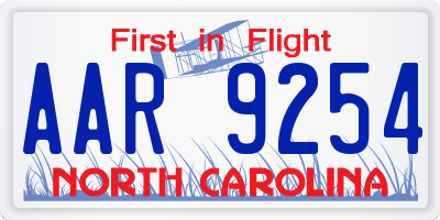 NC license plate AAR9254