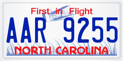 NC license plate AAR9255
