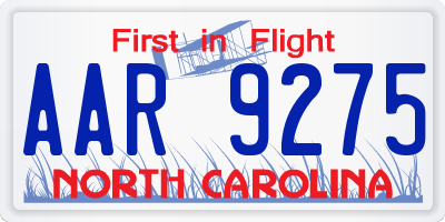 NC license plate AAR9275