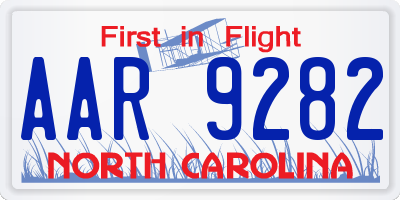 NC license plate AAR9282
