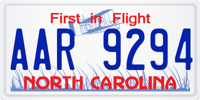 NC license plate AAR9294