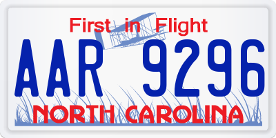 NC license plate AAR9296