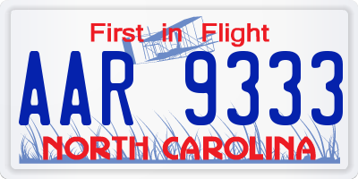 NC license plate AAR9333