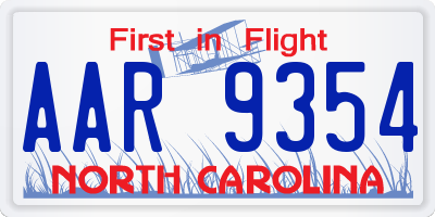 NC license plate AAR9354