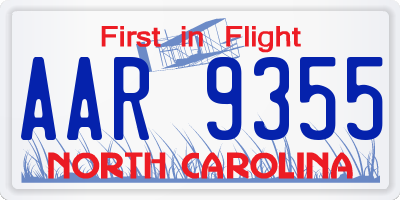NC license plate AAR9355