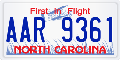 NC license plate AAR9361