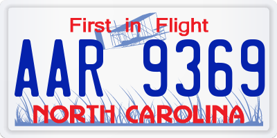 NC license plate AAR9369