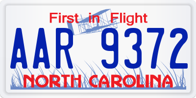 NC license plate AAR9372