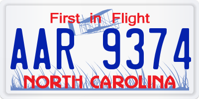 NC license plate AAR9374