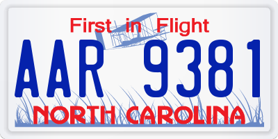 NC license plate AAR9381