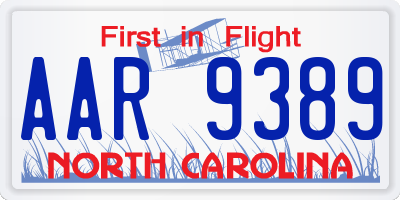 NC license plate AAR9389