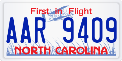 NC license plate AAR9409