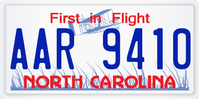 NC license plate AAR9410