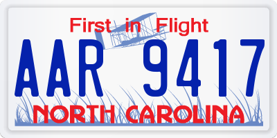 NC license plate AAR9417