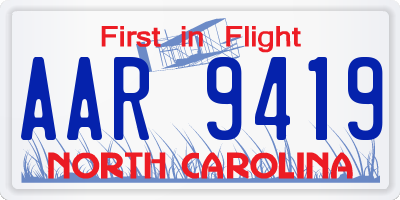 NC license plate AAR9419