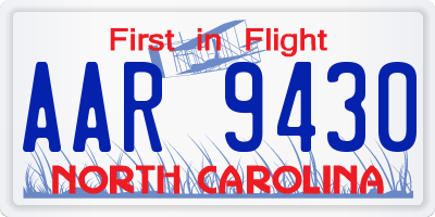 NC license plate AAR9430