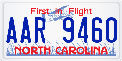 NC license plate AAR9460