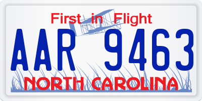 NC license plate AAR9463